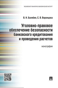 Уголовно-правовое обеспечение безопасности банковского кредитования и проведения расчетов. Монография