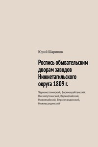 Роспись обывательским дворам заводов Нижнетагильского округа 1809 г. Черноисточинский, Висимошайтанский, Висимоуткинский, Верхнелайский, Нижнелайский, Верхнесалдинский, Нижнесалдинский